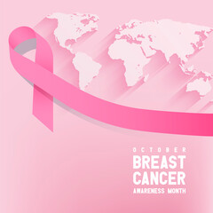 Pink tie. Breast cancer day in october. World banner