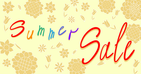 Banner for summer sale with flower background