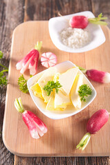 fresh radish with salt and butter