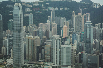 Naklejka na ściany i meble Sky100の展望台から見える香港の街並み
