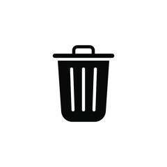 Trashcan icon. Carbage can symbol. Flat shape delete sign. Trash container and recycling bin logo. Vector illustration image. Isolated on white background.