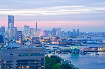Cityscape of Minato Mirai in Yokohama, Japan.