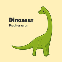 Cartoon dinosaur - brachiosaurus. Cute character for children. Cute illustration in cartoon style.