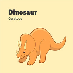 Cartoon dinosaur - ceratops. Cute character for children. Contour illustration in cartoon style.