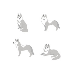 Cartoon husky dogs sketch line icon. Сute dog icons set. Childish print for nursery, kids apparel, poster, postcard, pattern. © Lili Kudrili