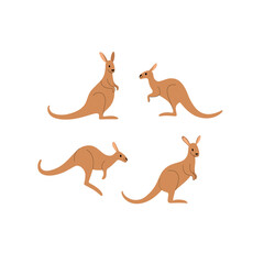 Cartoon kangaroo sketch line icon. Сute animals set of icons. Childish print for nursery, kids apparel, poster, postcard, pattern.