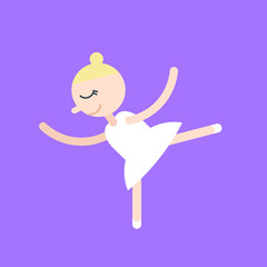 little cute ballet dancer flat vector illustration