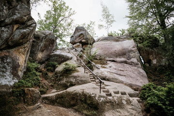 Fototapeta na wymiar Cave city. Stone stairs in the rock