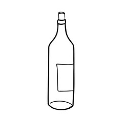 A Doodle-style wine bottle isolated on a white background. Vector illustration.
