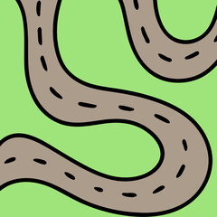 Children road in the style of Doodle top view. Vector illustration of the rally track.