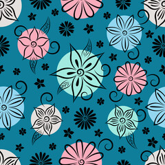 Ornate flower vector seamless pattern. Floral ornament seamless texture. Textile, wrapping paper, wallpaper design, packaging.