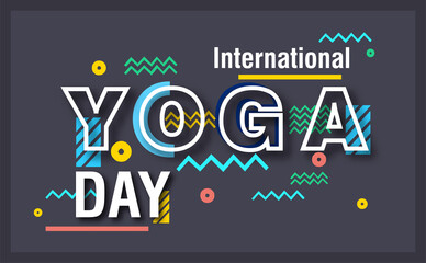 International Yoga day 21 june web banner EPS10 vector.Meditation Practice Yoga Colorful Fitness Concept. Vector illustration