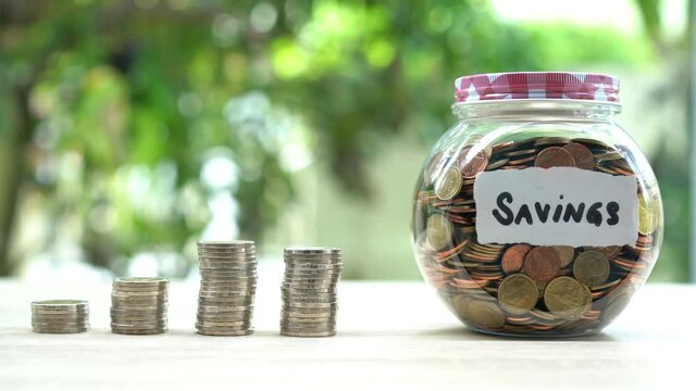 Increasing row of Money is present to saving money concept and coin stack growing to do business,savings money.