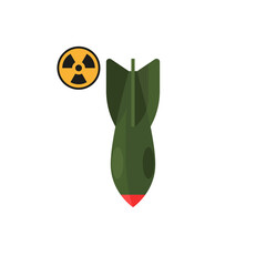 Green aerial bomb with nuclear danger sign cartoon vector illustration