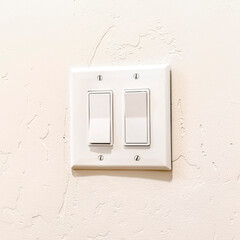 Square Indoor multiple rocker light switch with broad flat levers and cover plate