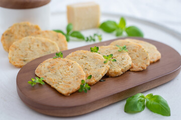 home made cheese crackers with herbs