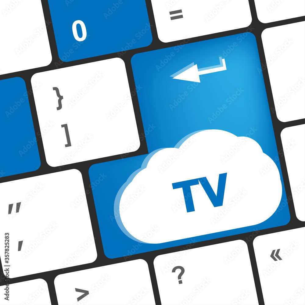 Poster computer keyboard keys with tv button