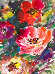 abstract flowers pattern. Watercolor. Painting painting impressionism. texture painting. Abstract flowers. Illustration.