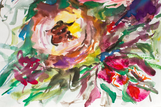 abstract flowers pattern. Watercolor. Painting painting impressionism. texture painting. Abstract flowers. Illustration.