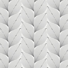 Linear leaves vector pattern, repeating leaf on herringbone styles. Pattern is clean for fabric, wallpaper, printing. Pattern is on swatches panel