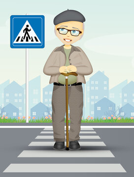 grandpa on the pedestrian crossing