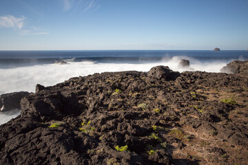 Wavy ocean in Las Puntas coast La Frontera El Hierro island Canary islands Spain