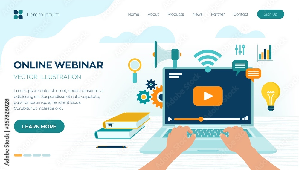 Poster webinar. internet conference. web based seminar. distance learning. e-learning training business con
