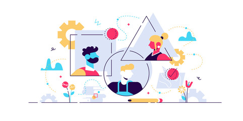 Personality types vector illustration. Flat 