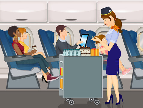 illustration of air hostess service
