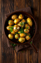 Oven-baked potatoes with garlic and herbs