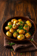Oven-baked potatoes with garlic and herbs