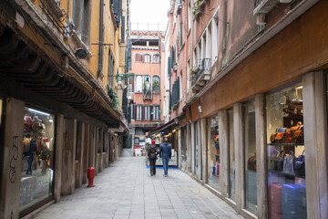 Fototapeta premium Venice Veneto Italy on January 19, 2019: Cityscape at a winter morning.