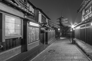historical street and Yasaka pagoda in Kyoto, Japan