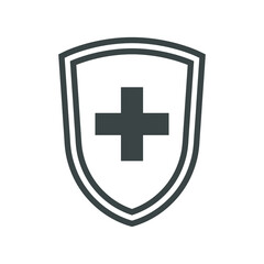 Protection of immunity graphic icon. Shield immune system concept. Protection health sign isolated on white background. Vector illustration 