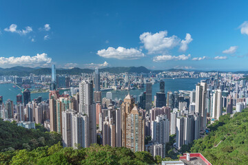 Victoria Harbor of Hong Kong city, viewed from the peak