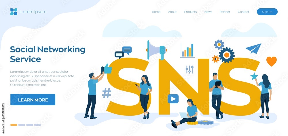 Poster sns. social networking service - is an online platform which people use to build social networks or 
