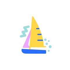 Sailboat flat icon, vector sign, yacht, sailboat colorful pictogram isolated on white. Symbol, logo illustration. Flat style design