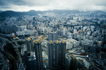 Fototapeta na wymiar Sky100の展望台から見える香港の街並み