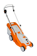 Electric lawn mower isolated on a white background