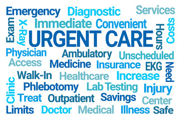 Urgent Care Word Cloud on White Background