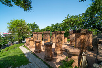 Fototapeta na wymiar Ponagar or Thap Ba Po Nagar is a Cham temple tower near Nha Trang city in Vietnam