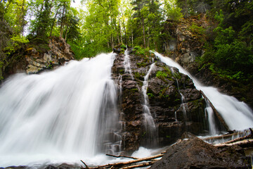 At the foot of the falls on the South Fork Eagle River