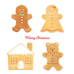 クリスマスのジンジャークッキーのイラスト