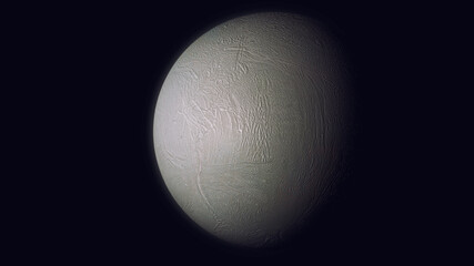 Ice covered small planet, 3d render.