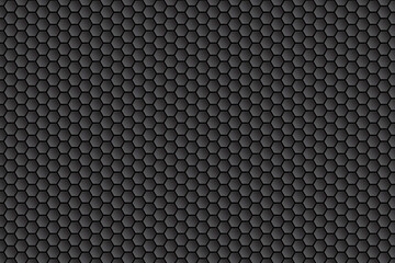Dark hexagon carbon fiber texture. Honeycomb metal texture steel background. Metal grid black steel background.