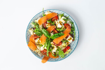 Italian food fresh salmon salad tomatoes cherry meal fresh food diner plate dish food photography