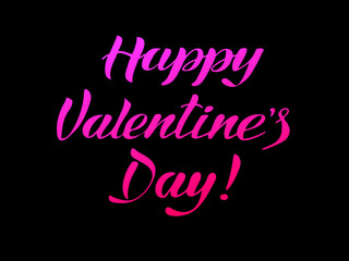 Vector illustration. Valentine's day card pink on black.