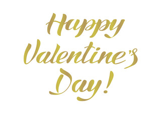 Vector illustration. Happy Valentine's day lettering gold effect.