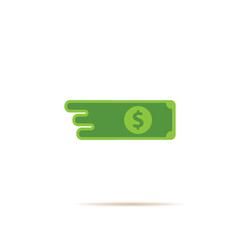 Fast dollar, fast money transfer flat icon vector isolated on white. Fast Exchange logo