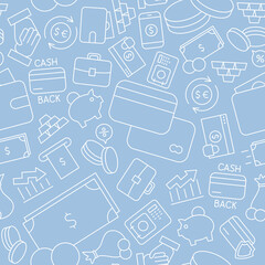 Finance - Vector background (seamless pattern) of banking services for graphic design